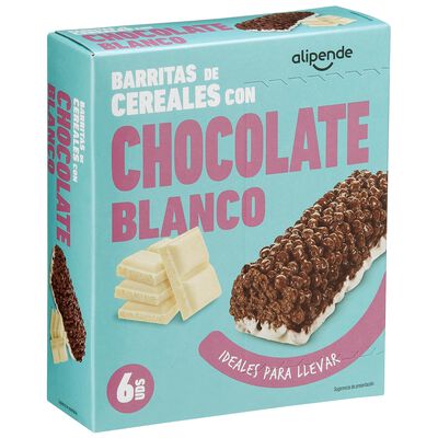 Barritas de cereales con chocolate blanco Alipende 138g