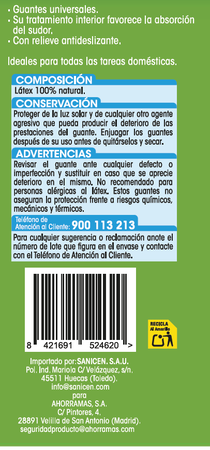 Guantes de algod&oacute;n interior Lanta talla grande