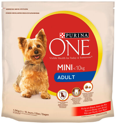 Pienso perro One adulto buey y arroz 1,5kg