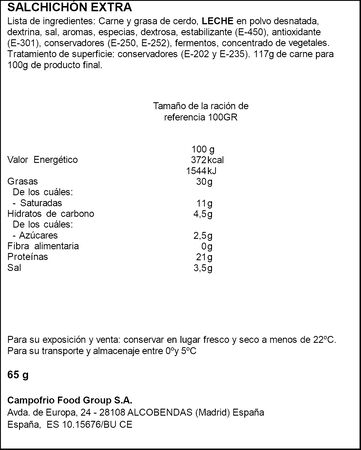 Salchichón Revilla 65 gr Sin frío
