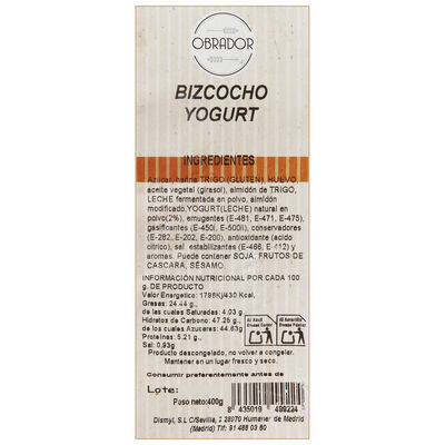 Bizcocho Obrador 400g Yogurt