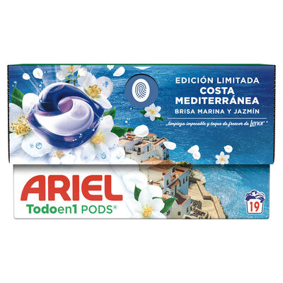 Detergente en cápsulas Ariel pods 19 lavados costa mediterránea edición limitada