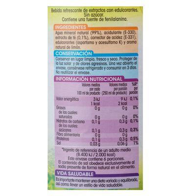 Refresco t&eacute; Alipende sin az&uacute;car botella 1,5l lim&oacute;n