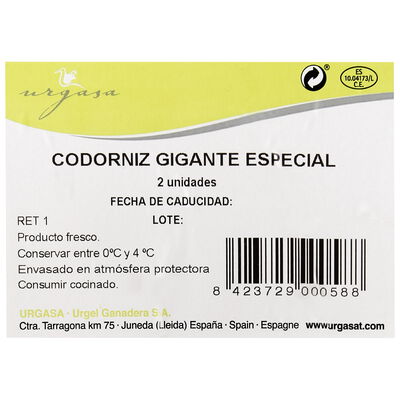 Codorniz bandeja 2 uds 300gr aprox