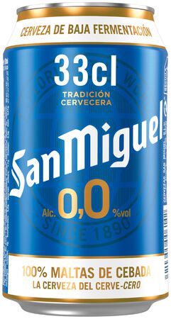 Cerveza sin alcohol San Miguel 0,0% lata 33cl