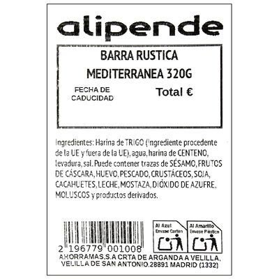 Barra r&uacute;stica mediterr&aacute;nea super 320g