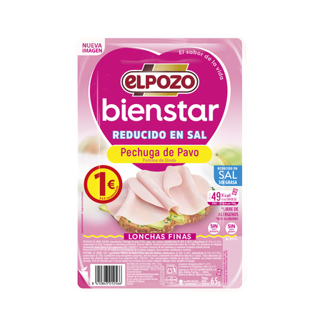 Pechuga de pavo en lonchas reducido en sal ELPOZO 65g
