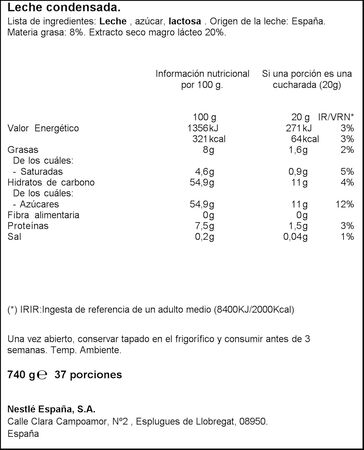 Leche condensada La Lechera bote 740g