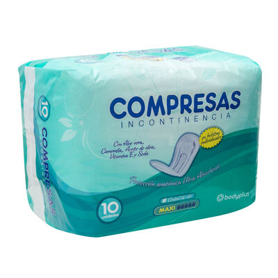 Compresas de incontinencia Bodyplus 10 uds maxi
