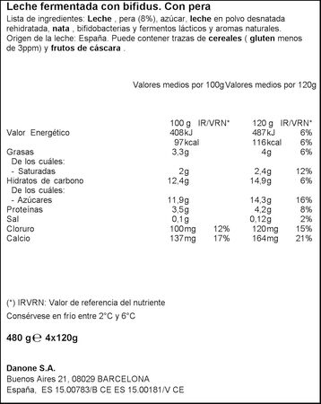 B&iacute;fidus Activia pack 4 pera