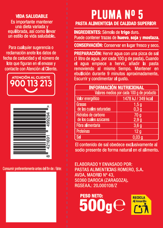 Pluma Alipende 500g n&ordm;5