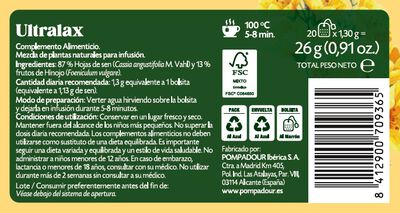Infusi&oacute;n Pompadour 20u ultralax mix natural de sen con hinojo