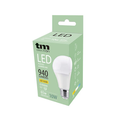 Bombilla Led esf&eacute;rica e27 pl&aacute;stico TM a60 10W c&aacute;lida