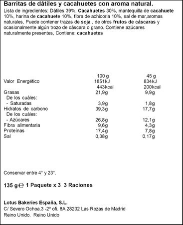 Barritas de proteínas sabor crema de cacahuete Nakd 135g