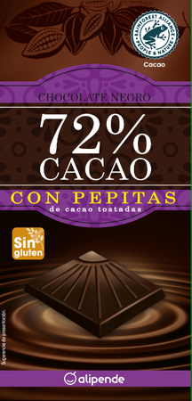 Chocolate negro Alipende 100g 72% de cacao con pepitas