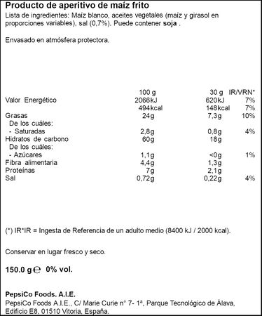 Snack ma&iacute;z Doritos Dippas al toque de sal 150g