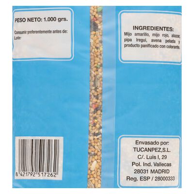 Comida para cotorras y agapornis Tucanpez 1kg