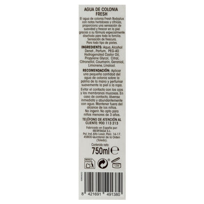 Agua de Colonia Bodyplus 750ml frescor