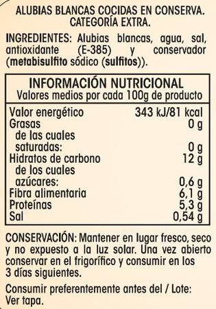 Alubia blanca cocida Alipende 400g
