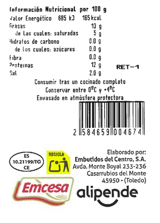 Longaniza blanca Alipende 500g aproximadamente