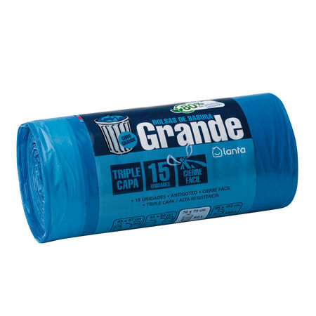 Bolsas de basura Lanta 15 uds grandes color azul