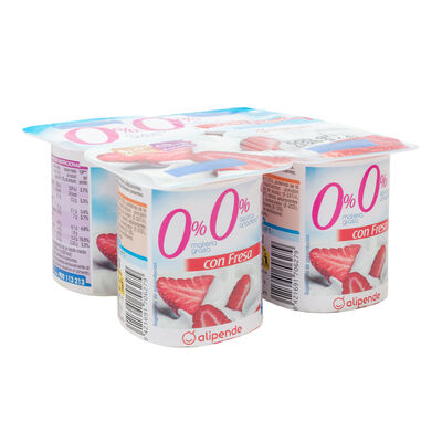 Yogur sin azúcar añadido Alipende pack 4 con fresa 500g