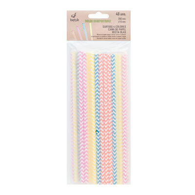 Ca&ntilde;as de papel Betik 48 uds rectas surtido de cuatro colores