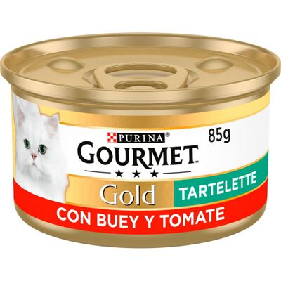 Comida húmeda buey-tomte para gatos Gold Gourmet 85g
