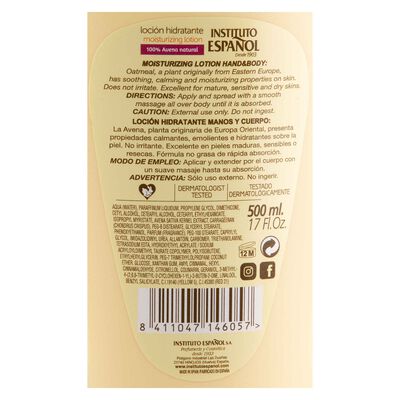 Loci&oacute;n hidratante Instituto Espa&ntilde;ol 500ml Avena