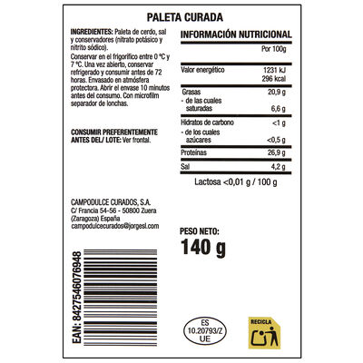 Paleta curada Campodulce 140g