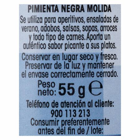Pimienta negra Alipende 55g molida