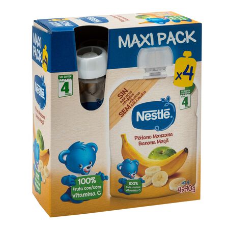 Pouch Nestlé plátano manzana desde 4meses pack 4 maxi