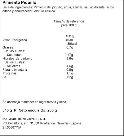 Pimientos del piquillo entero Carretilla 260g