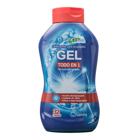 Detergente gel vajilla Lanta 32l todo en 1