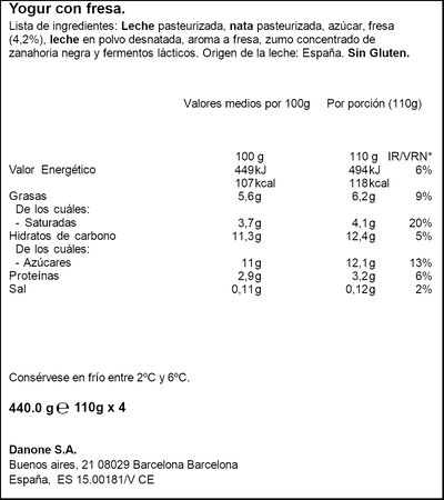 Yogur griego fresa 110g Pack 4