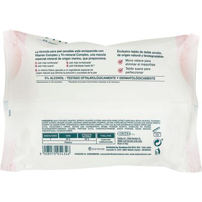 Toallitas desmaquillantes Vitesse 25 unidades Piel sensible