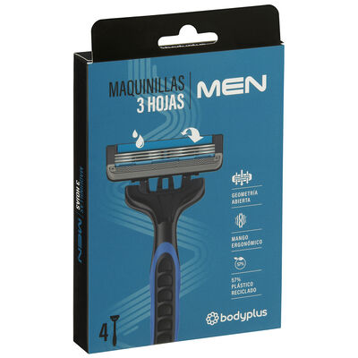 Maquina Desechable Hombre 3H Bodyplus 4 Unidades
