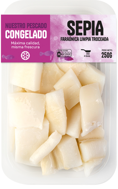 Sepia fara&oacute;nica limpia troceada 250g