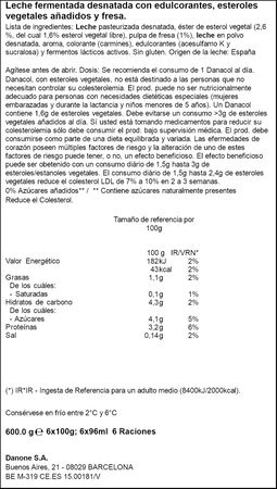 Bebida láctea Danacol colesterol pack 6 fresa