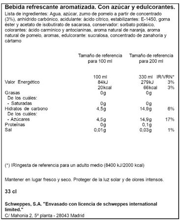 Refresco Schweppes 33cl Pomelo