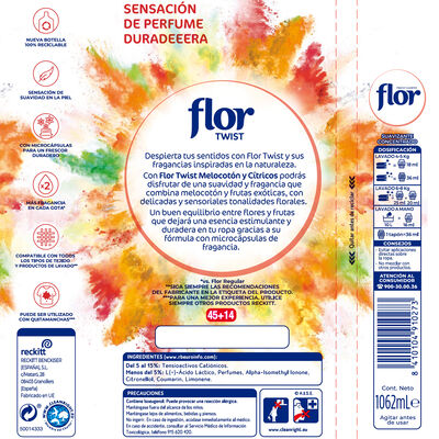 Suavizante Flor Twist 59 lavados melocot&oacute;n