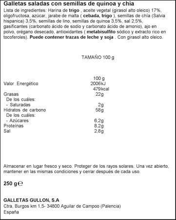 Galletas crackers Gullón 250g quinoa y chía