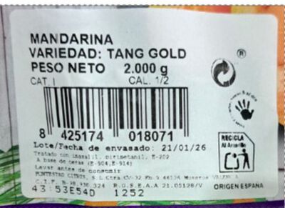 Mandarina o clementina malla 2kg