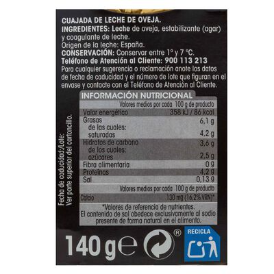 Cuajada oveja sin gl&uacute;ten Alipende 140g
