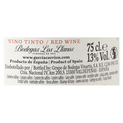Vino tinto DO Valdepeñas Pata Negra reservado