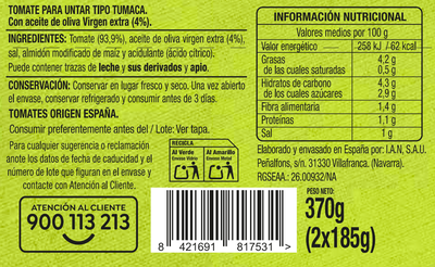 Tomate tumaca al natural Alipende pack 2