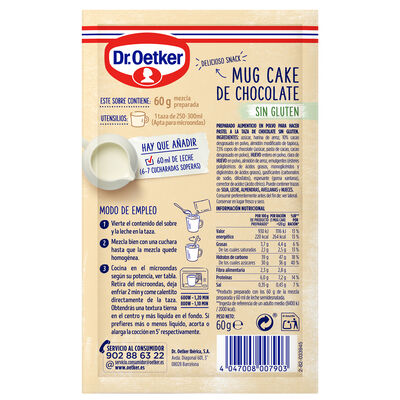 Mug cake de chocolate sin gluten Dr Oetker 65g