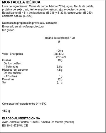 Mortadela ibérica en lonchas finas Legado Ibérico 150g