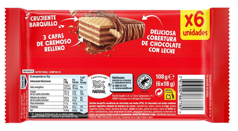 Barritas de chocolate extrafino Nestlé Pack 6
