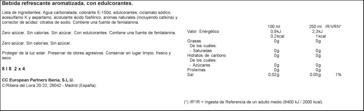 Refresco cola Coca-Cola botella 2l pack 4 zero